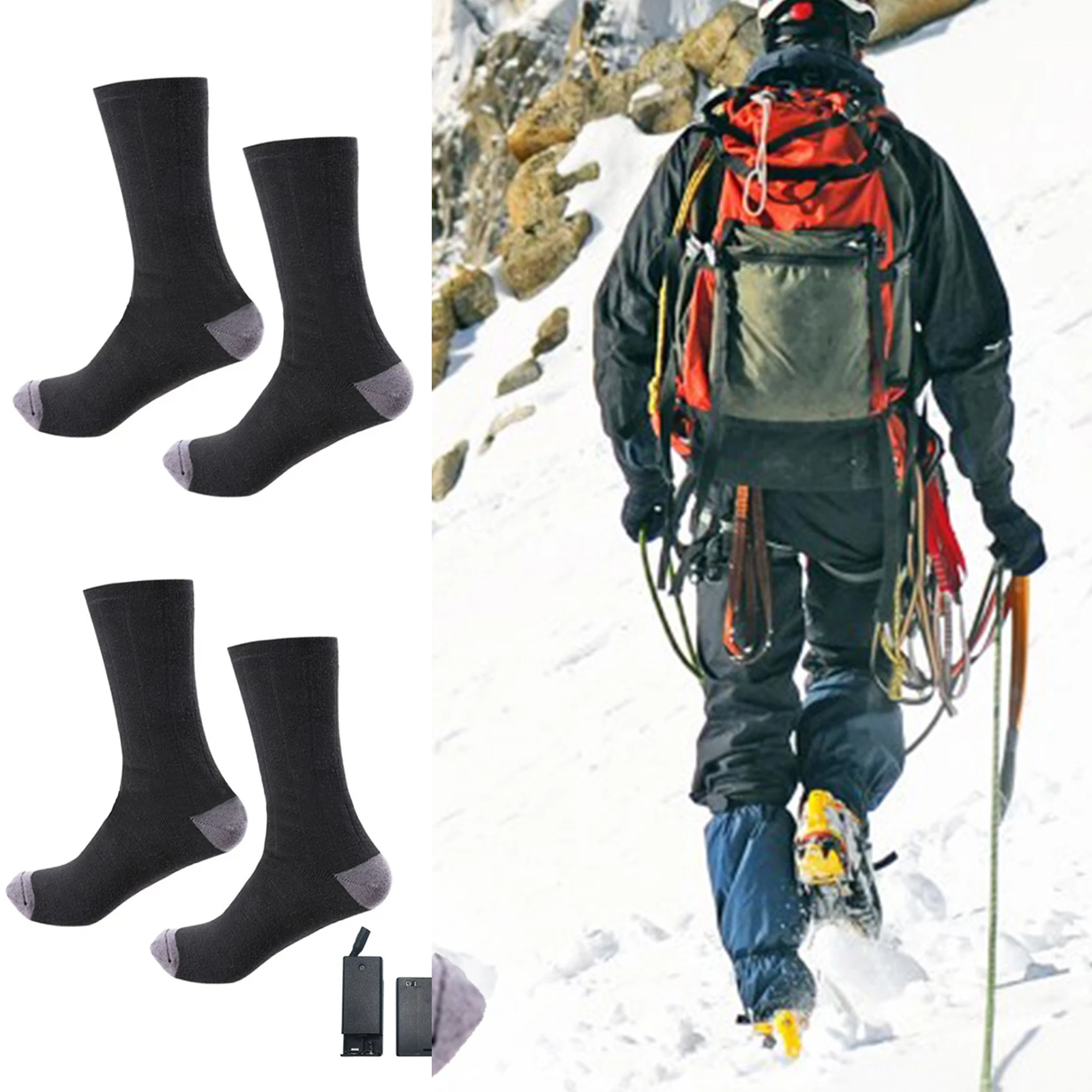 Electric Heated Socks Battery Powered Thermal Winter Cold Weather Electric Heating Foot Warmer For Hiking Hunting Ice Fishing