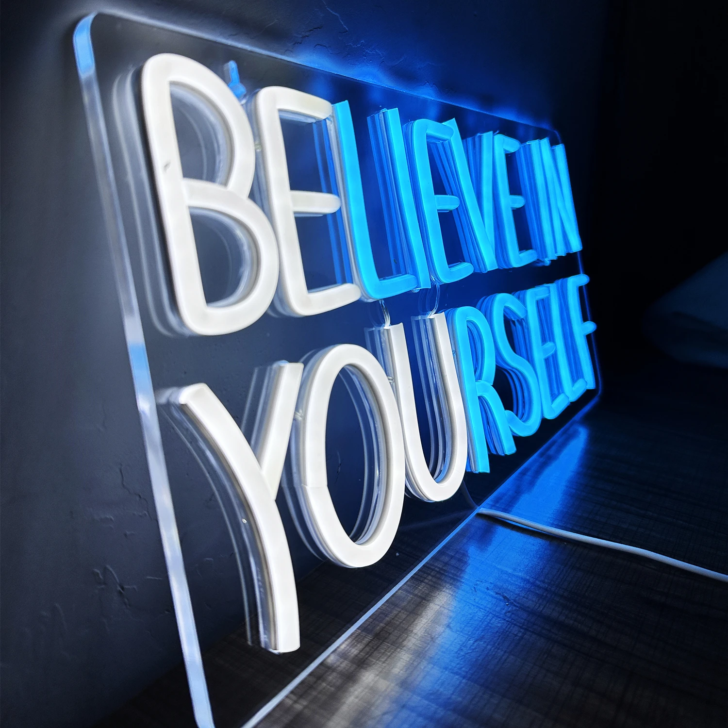 Imagem -05 - Neon Sign Led Letter Wall Decor Believe in Yourself Cor Faça Você Mesmo Decoração do Quarto Gamer Quarto Birthday Party Gift Chic Lâmpada