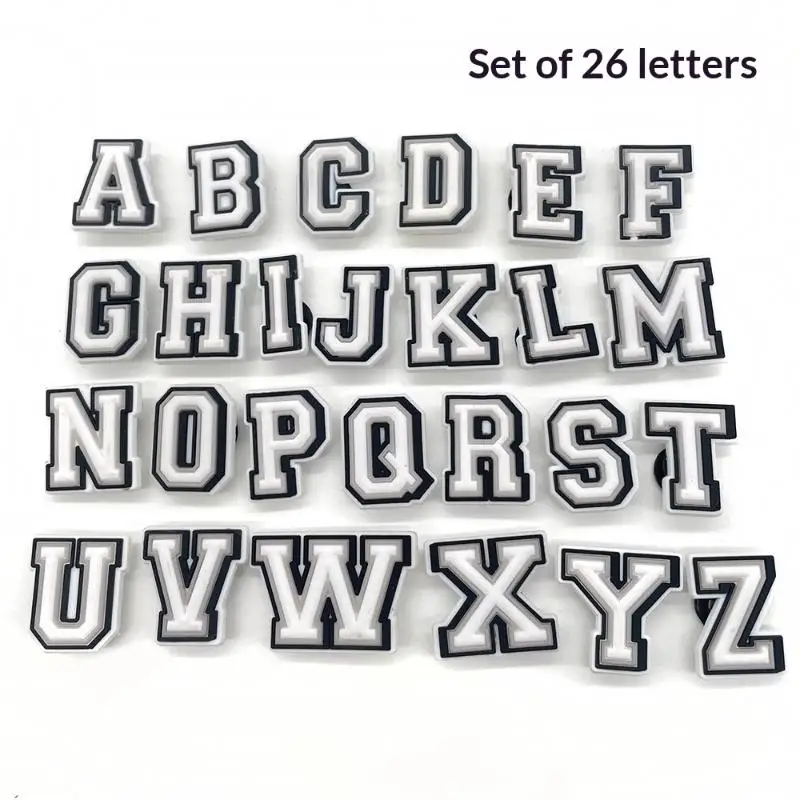 26Pcs Alphabet Letter Shoe Charms for DIY Accessories Shoe Decoration Kit for Personalized Gifts or School Activities