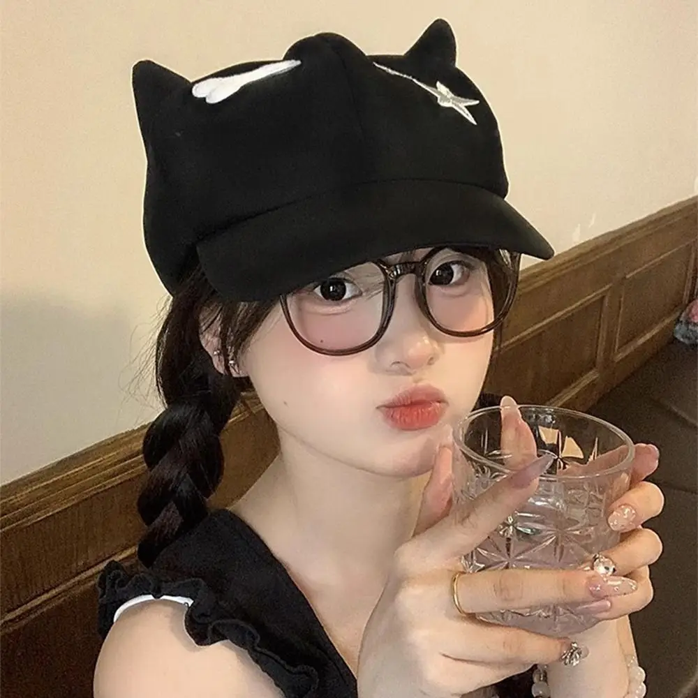 

Janpanese Cute Cat Ears Baseball Cap Harajuku Sweet Star Peaked Hat Y2k Casual Visor Cap Streetwear