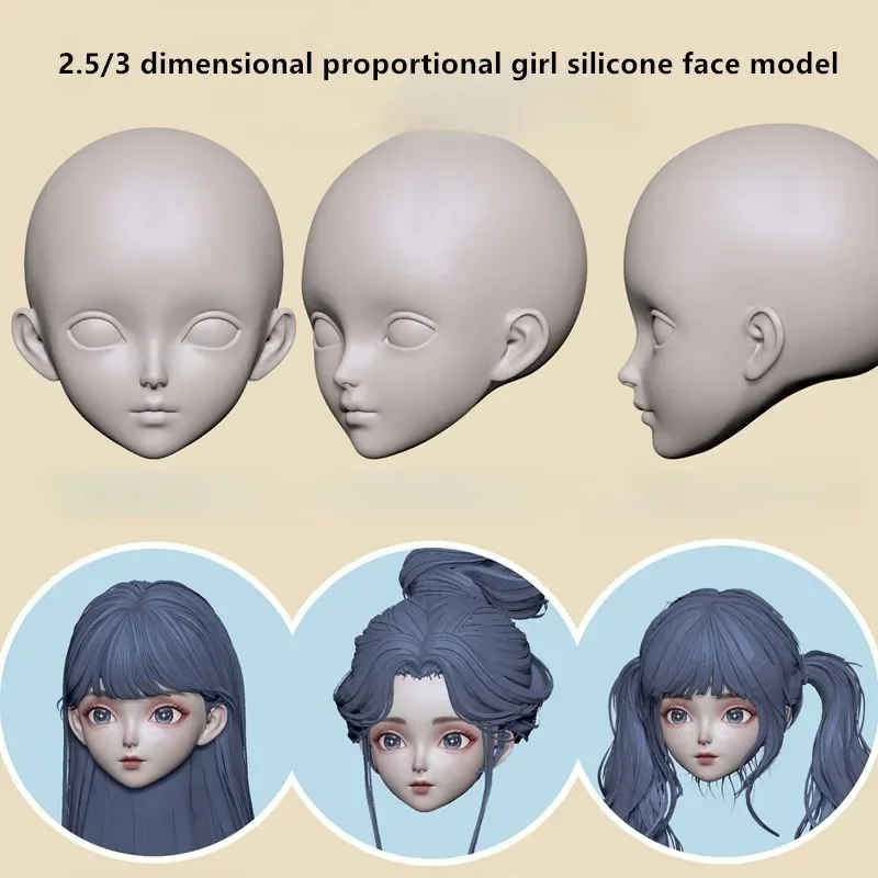 Girl Silicone Face Mold 2.5/3 Dimensional Proportional To Ultra Light Clay Mold DIY Polymer Clay Baby Face Decorative Modeling