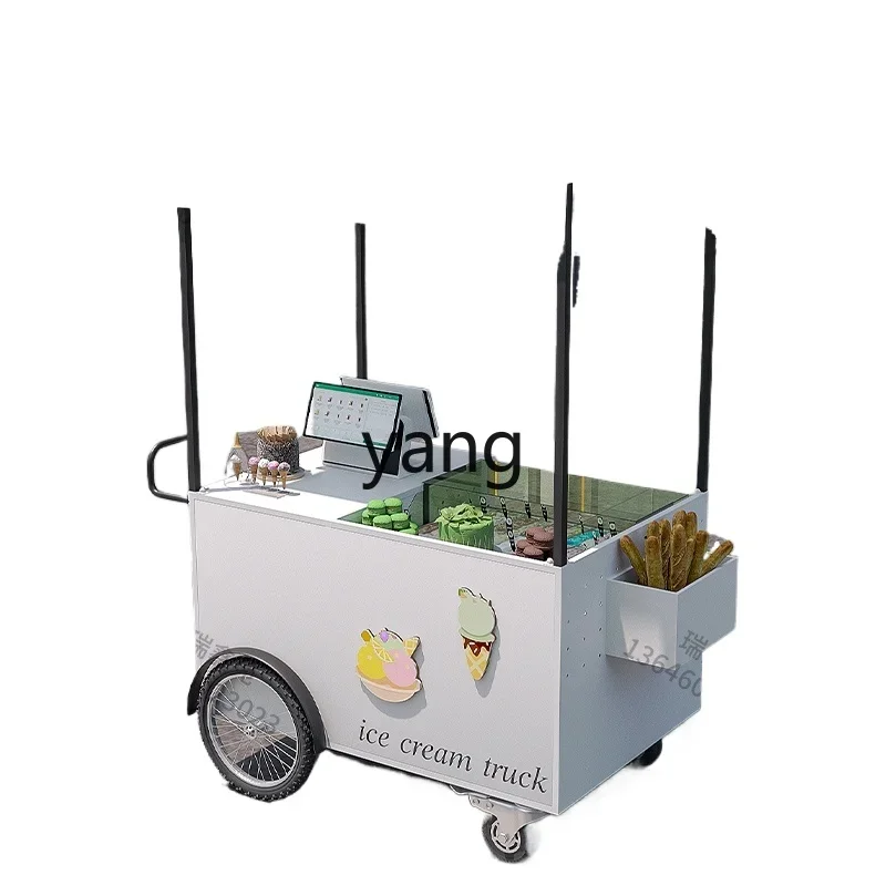 YJQ Ice Cream Stall Car Mobile Sale Desktop Ice Cream Display Cabinet Commercial Snack Dining Car