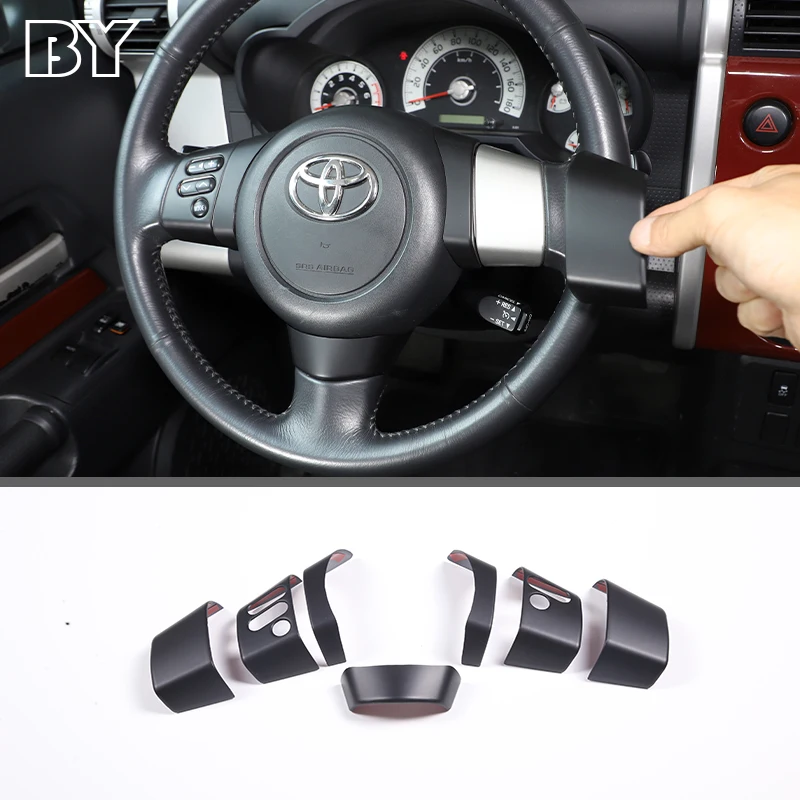 ABS Matte Black Steering Wheel Cover Button Decoration Stickers Trim For Toyota FJ Cruiser 2007-2021 Accessories