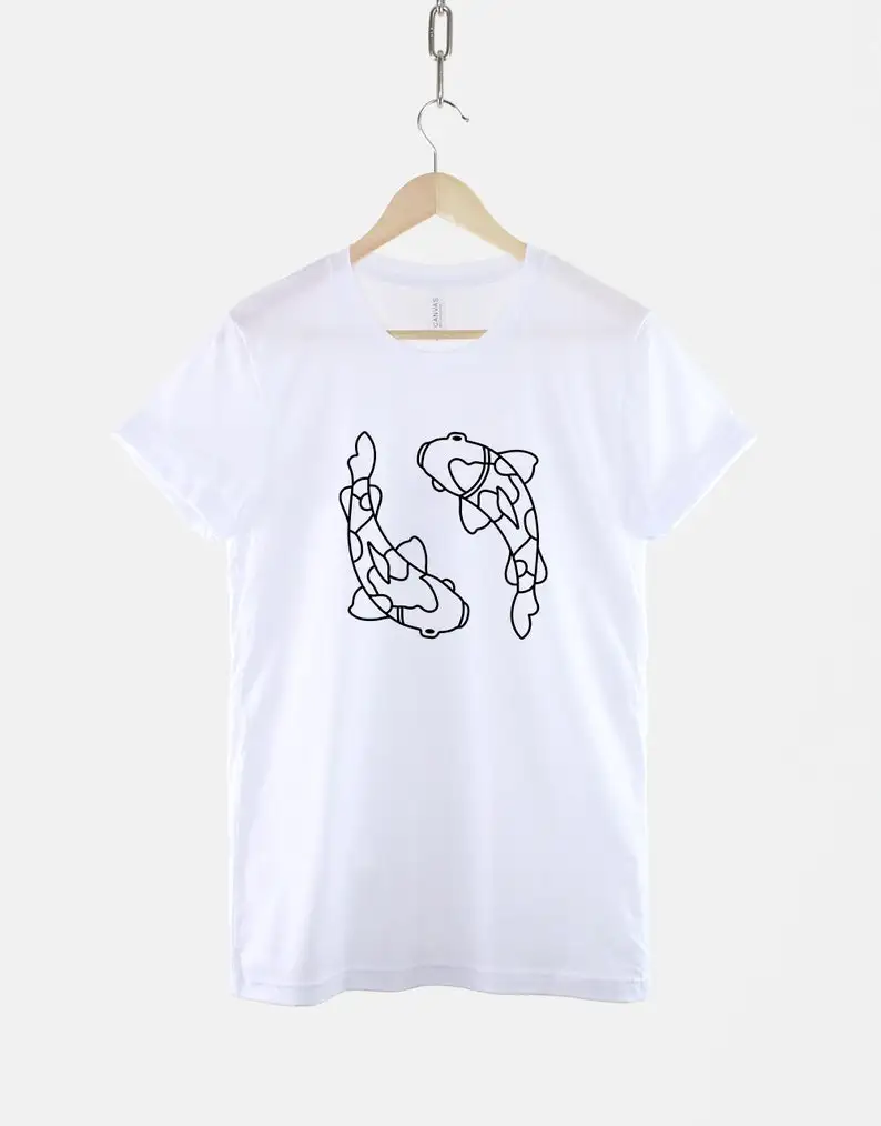 Japanese Koi Carp T-Shirt - Koi Carp Fish Shirt - Japanese T-Shirt - Minimal Koi Carp Print Tee