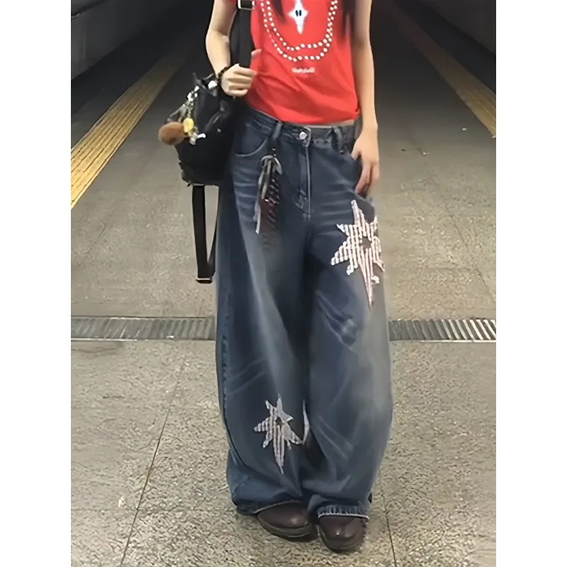 

Loose Wide Leg Women's Jeans American Retro Knife Edge Summer New Style Sexy Girl Casual Comfortable Fit From Mainland China