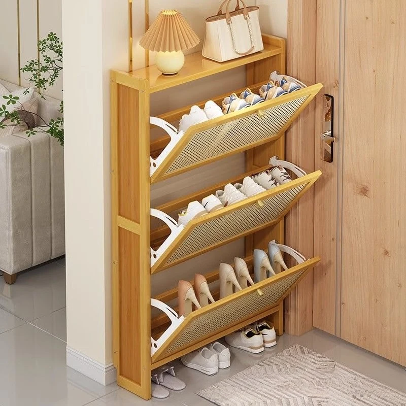 Ultra-thin shoe cabinet, tipping bucket shelf at the entrance of the household