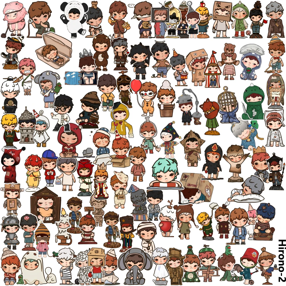 100 قطعة من التماثيل الكرتونية اللطيفة لدمى أونو المحيطة للهاتف المحمول ودفتر الأمتعة وملصقات صناعة يدوية