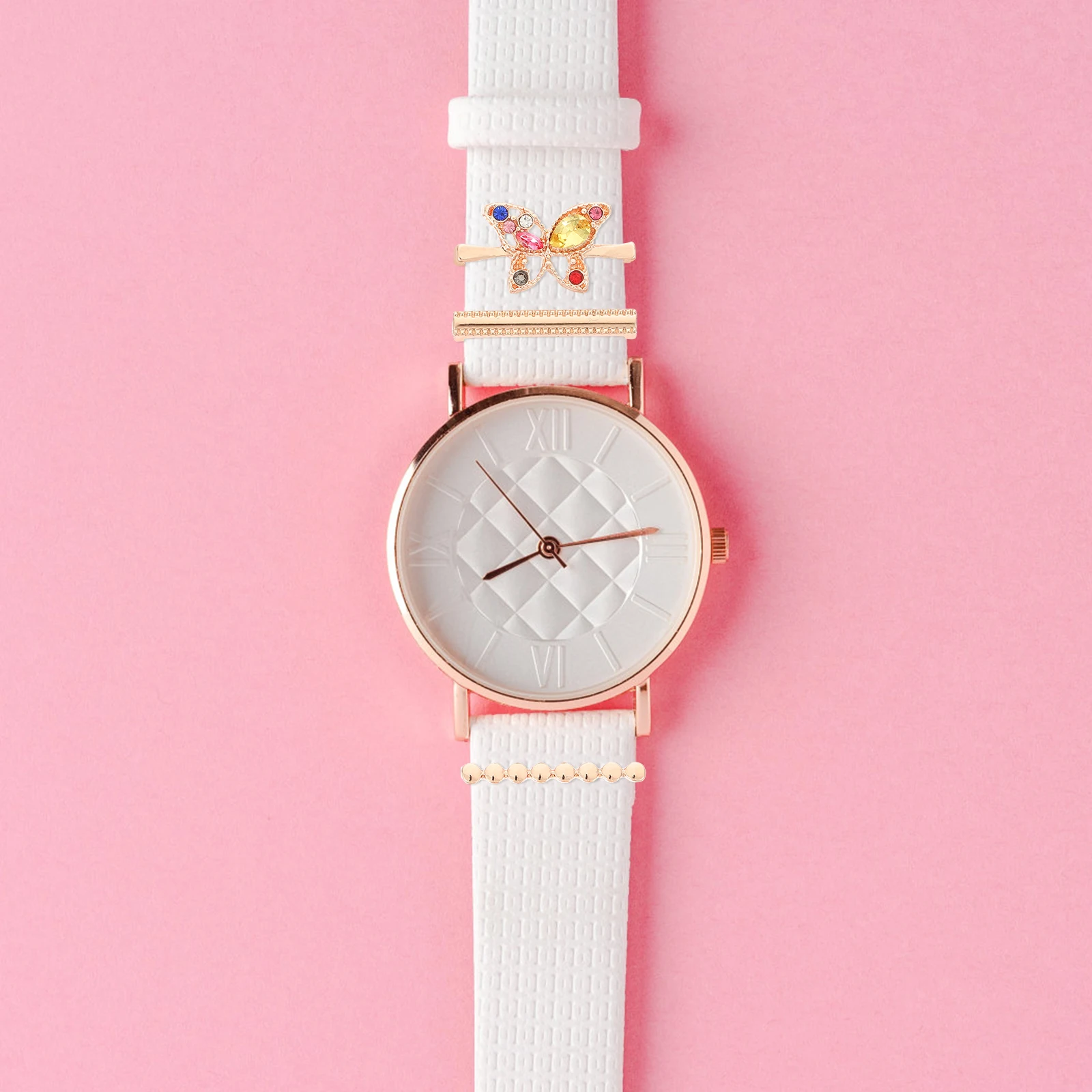 

1Set Watchband Charm Alloy Resin Solid Material Watch Strap Decoration Ring Loop for Smartwatch Bands Fashion Accessory