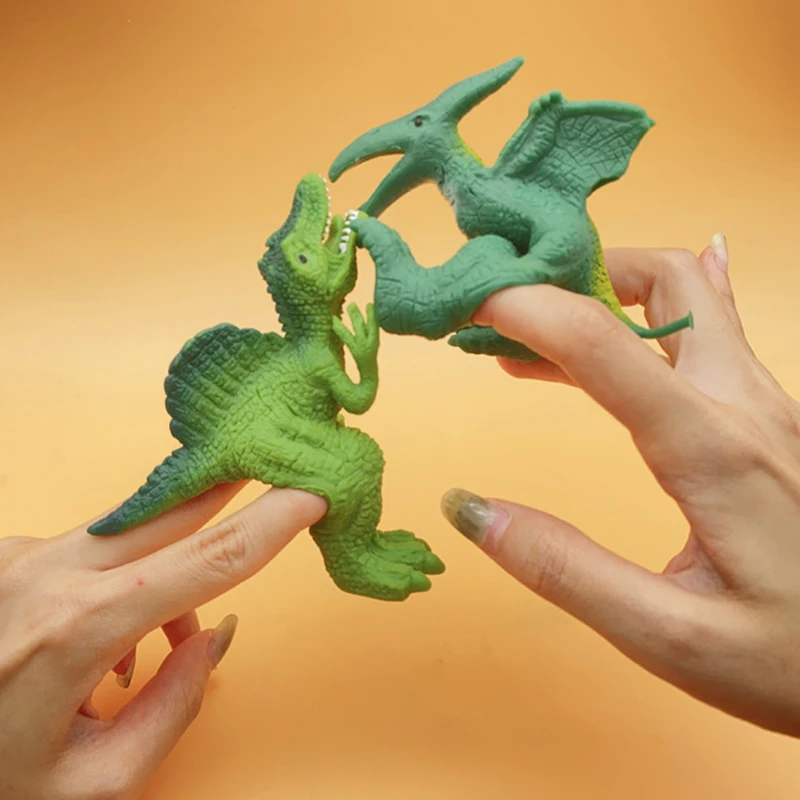 5Pcs Creative Simulation Dinosaur Finger Doll Children Soft Rubber Stress Relief Toys Funny Tyrannosaurus Rex Finger Toys Gift