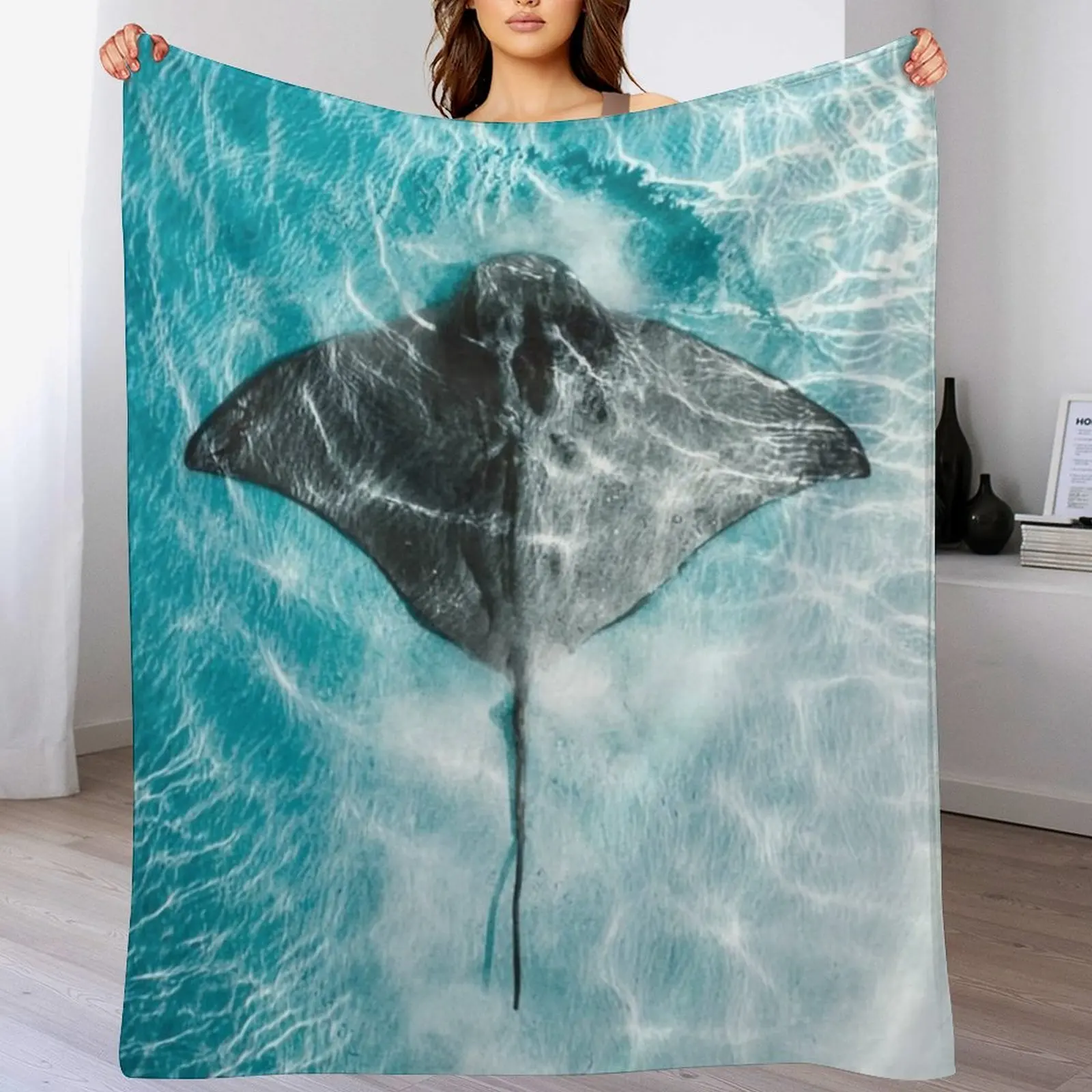 

Stingray Swimming Throw Blanket Cute Decorative Sofas For Baby Blankets