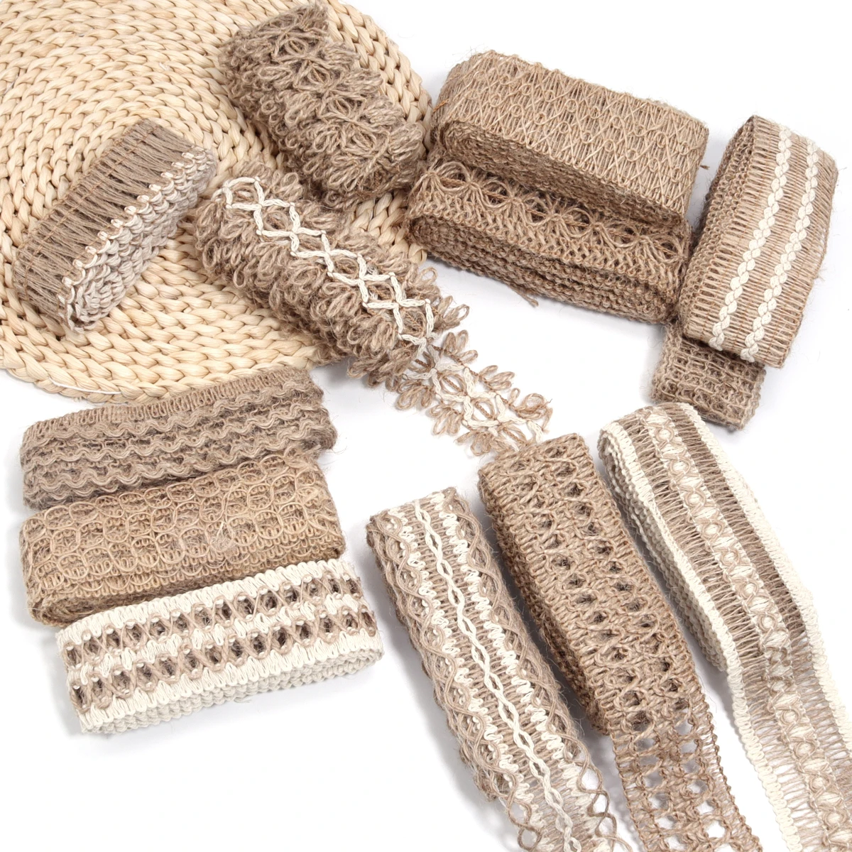 2 Meter Natural Jute Ribbon Burlap Braided Tape Gift Webbing Rope for DIY Bouquet Packing Wedding Party Home Decoration Supplies