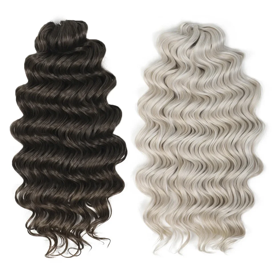 Tresses synthétiques ondulées au crochet, extensions de cheveux bouclés, ombré blond brun, 24 pouces