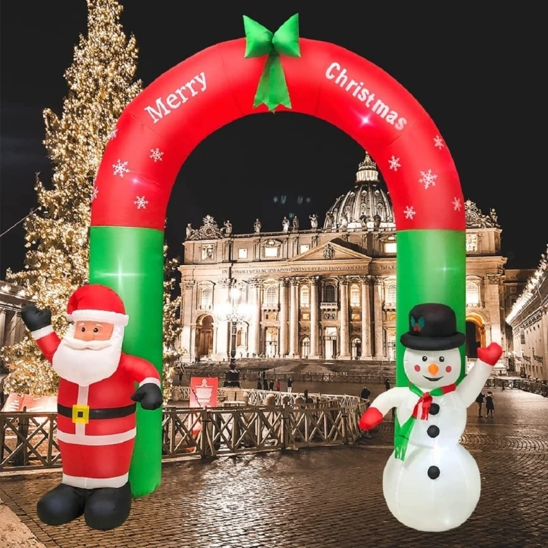 Inflatable Christmas Arch Balloon, Air Model, Santa Claus, Snowman, Decoration, Welcome, New Year Atmosphere Props, 2.4m