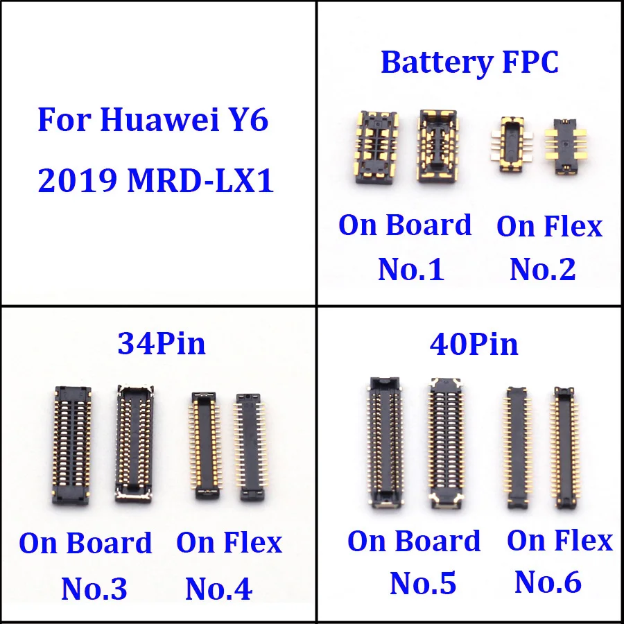 

2Pcs LCD Display Screen FPC USB Charging Battery Connector Port Plug on Mainboard/Cable/Flex For Huawei Y6 2019 MRD-LX1