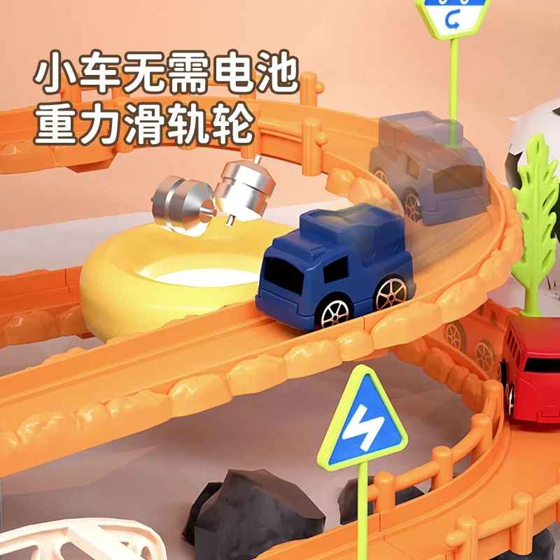Carro ferroviario con dinosauro, trenino, grande avventura, parcheggio auto, giocattolo per bambini, 3 anni, 4 anni, educativo