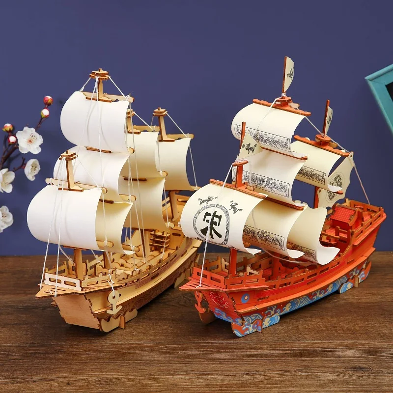 3d Driedimensionale Puzzel Handgemaakte Houten Assemblage Schip Model Zeilboot Modelproductie Puzzel Diy Creatief Speelgoed Voor Kinderen