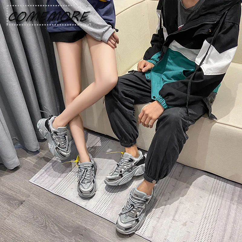 Spring Autumn Women\'s Male New Fashion Lace Up Sports Couple Shoes Breathable Casual Platform Sneakers Vulcanized Shoes Lace-up