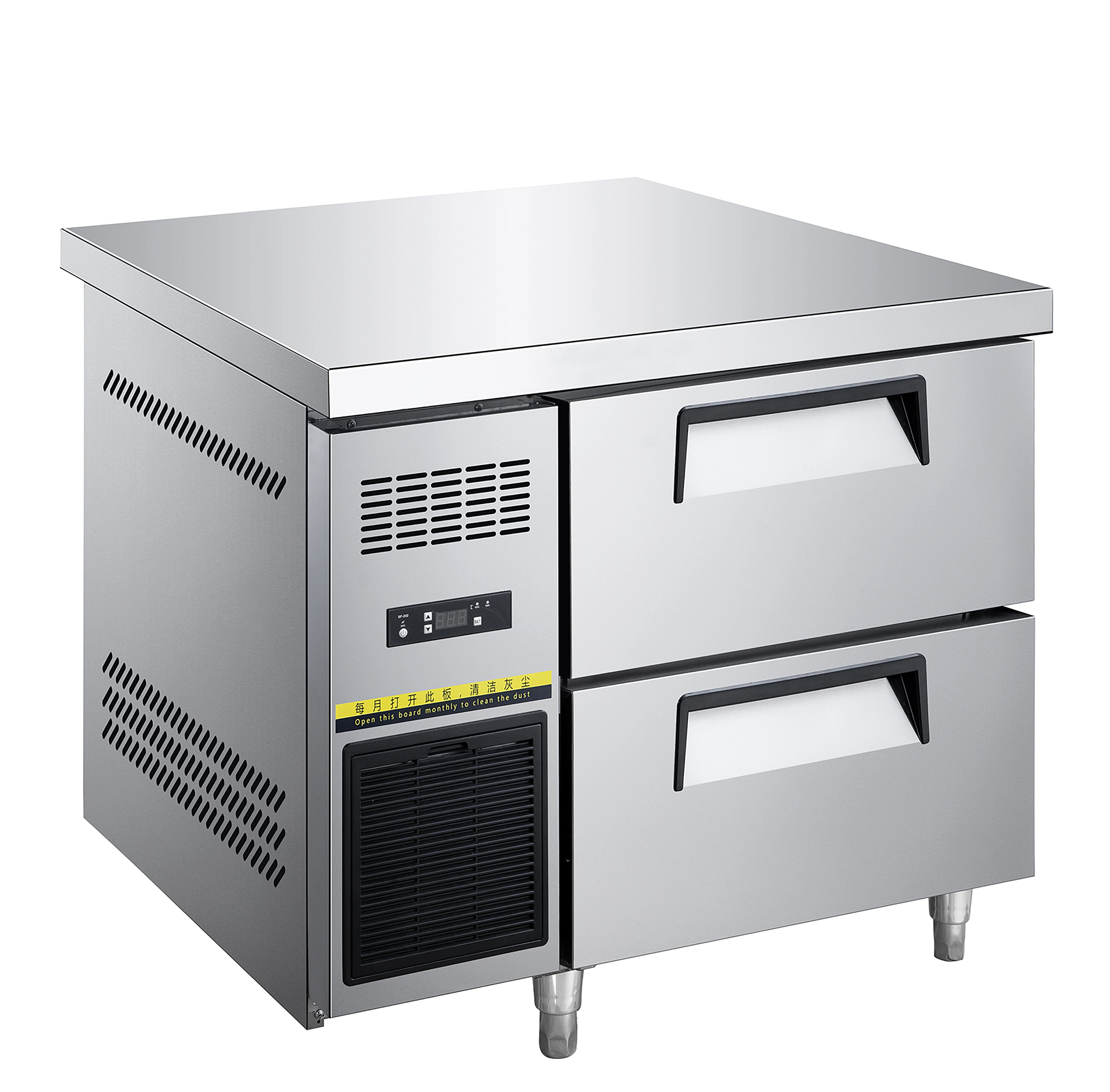 

Nuelead NE-932 Commercial Kitchen Two Drawers Stainless Steel Outdoor Undercounter Fridge Freezer Drawers with Wheels