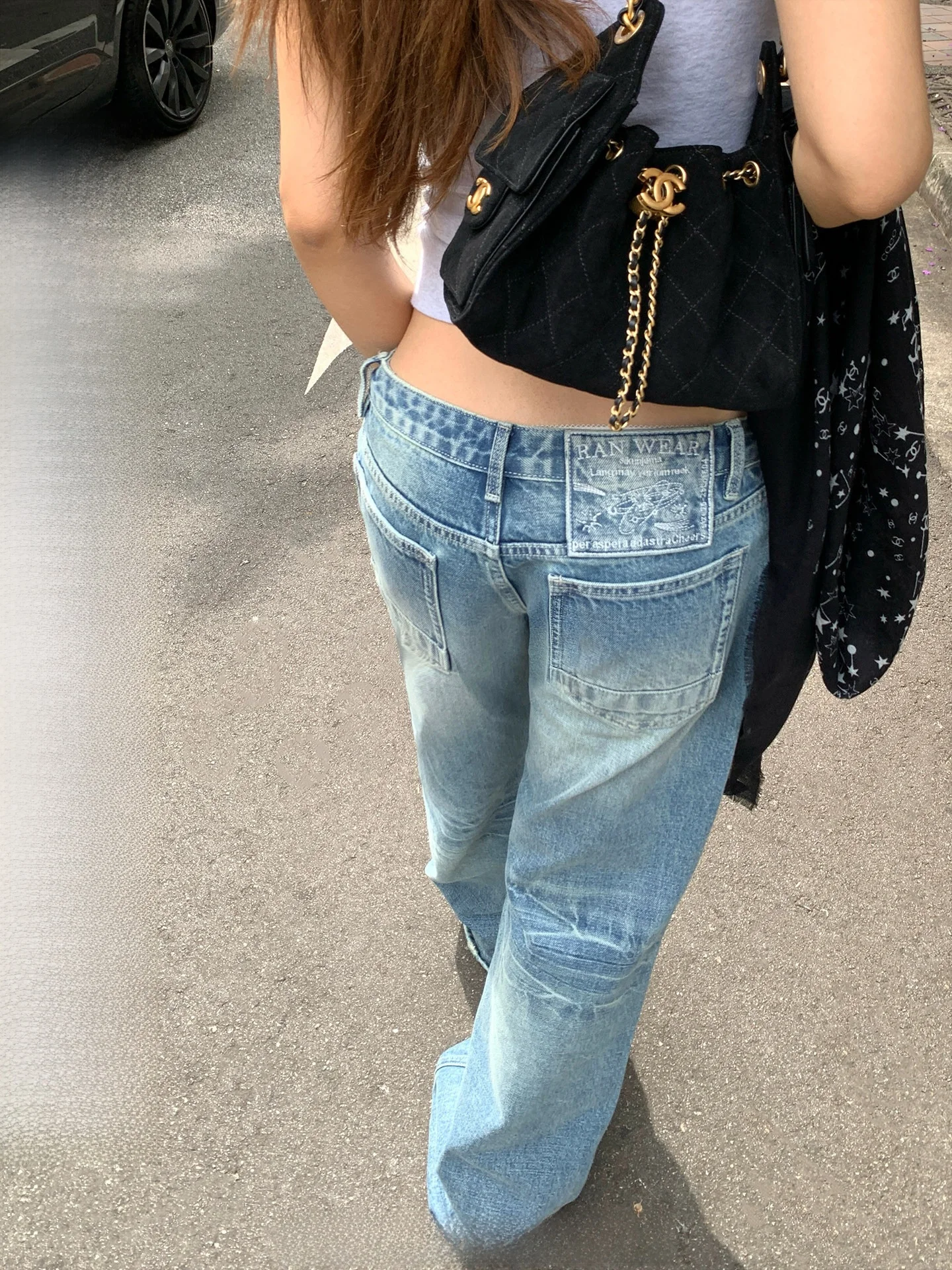 

Ranwear High Rise Wide Leg Jeans Women's Casual Cotton Denim Jeans Waed Lightened Frayed Ankle Length Youth Faion