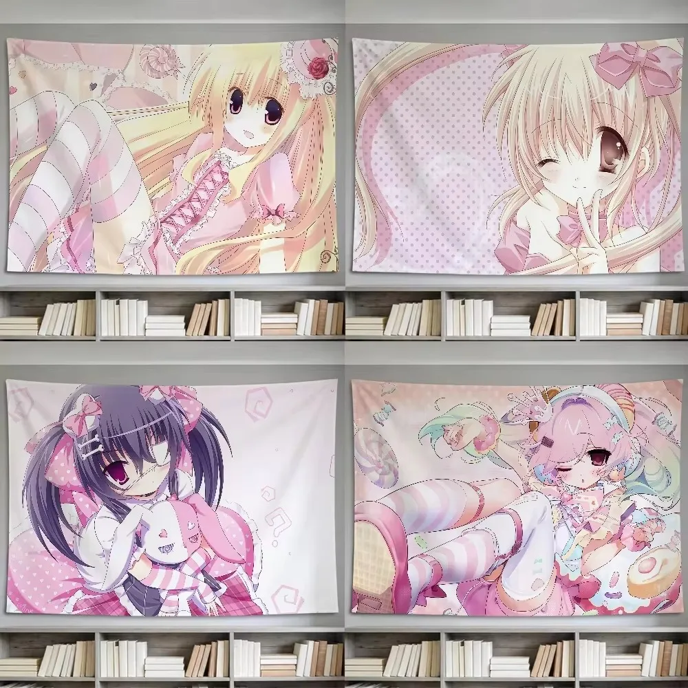 Moe Anime Girl Group Tapestry Girl Group Party Cutecore Girls Wall Hanging Decor Suitable For Bedroom House Dorm Decor