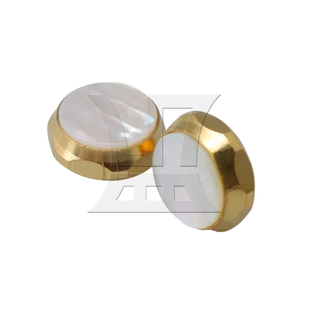 Yibuy Zinc Alloy White Shell Inlay Finger Hexagon Buttons for Trumpet Instrument