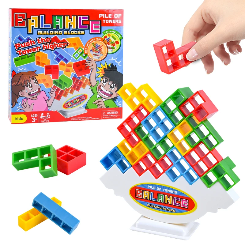 Hengji كتل خشبية للأطفال التعليم المبكر التراص لعبة مكعبات الروسية لعبة الطاولة لعبة تخفيف التوتر لغز الجمعية Prog
