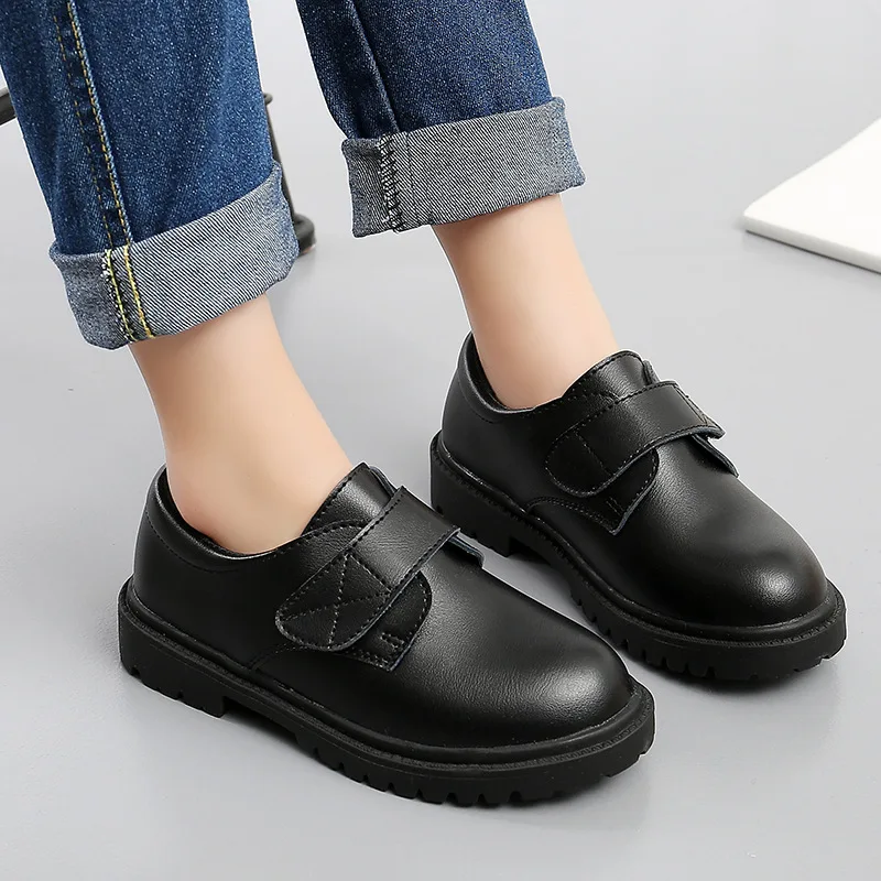 

2025 Kids Leather Shoe Four Seasons Black Shoes for Boys Fashion Causal Children's School Uniform Shoes British Style Versatile