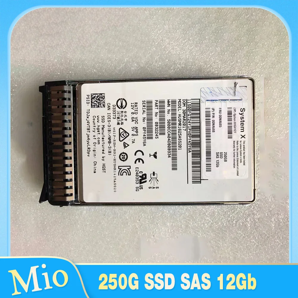 250GB For Lenovo 250G SSD SAS 12Gb 00NA685 00NA688 Server Solid State Disk