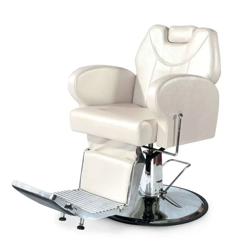 Modern barber chair, pearl white leather lounge chair, salon furniture professional