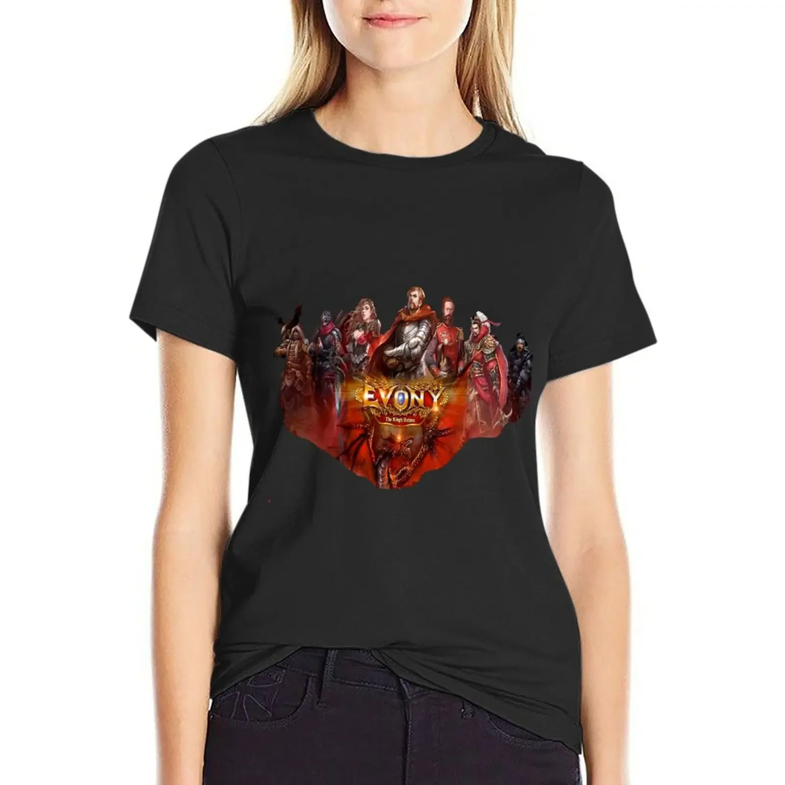 

Evony 1 T-Shirt sweat tees graphics plus size t shirts for Women loose fit