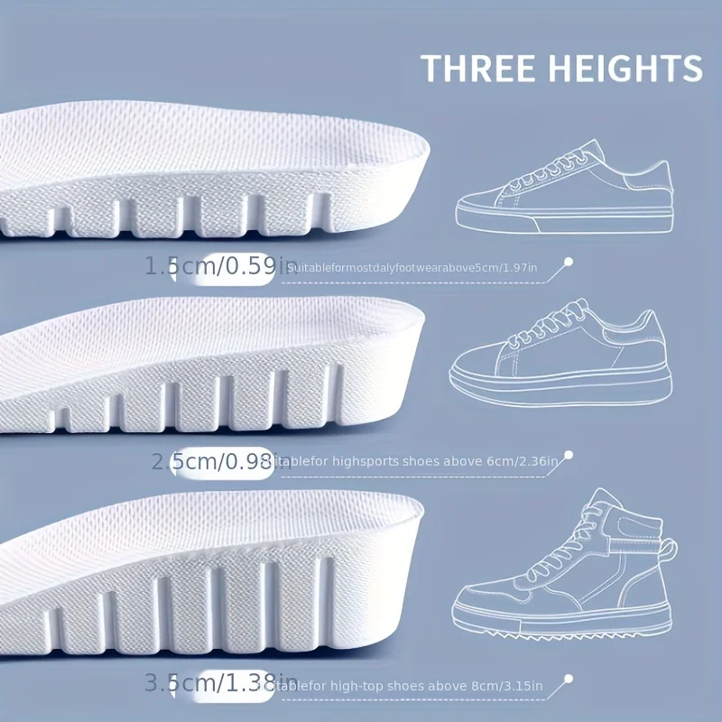 1 Pair New Height Increase Insoles For Women Men Breathable Orthopedic EVA Material Soft Light Insoles Shock Absorption Pads