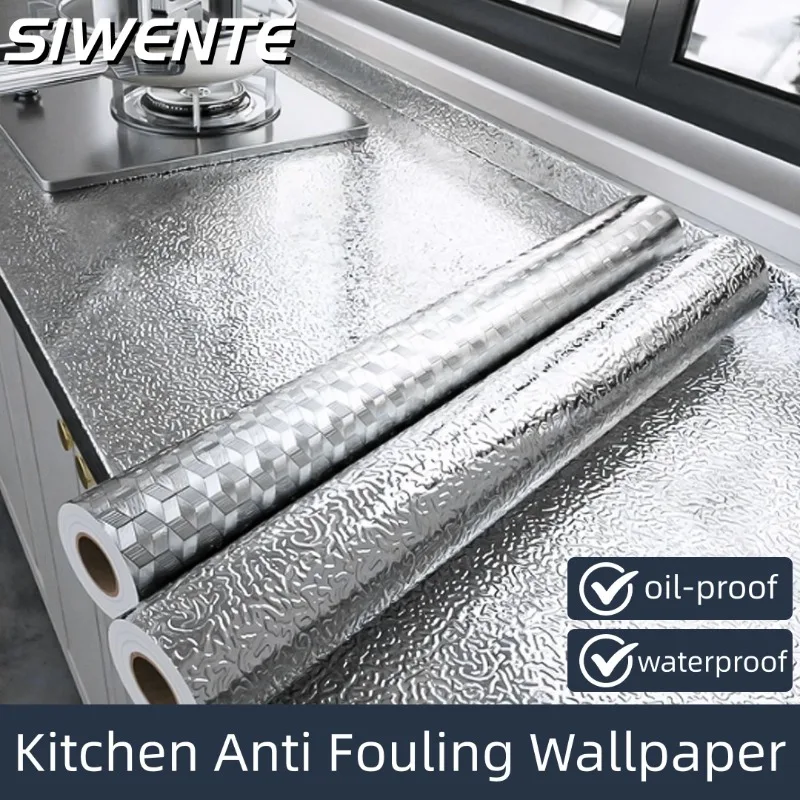

Aluminum Foil Wallpaper Oil-Proof Waterproof Fireproof Wall Sticker High-Temperature Resistant Anti-Fouling Kitchen StoveSticker