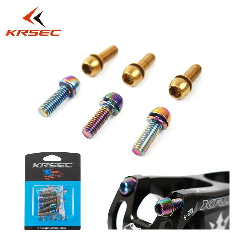 KRSEC  Stem Screw M6/M5 MTB Bike Plated Road Mountain Bicycle Handlebar Stainless Steel Screw Cycle Accessories