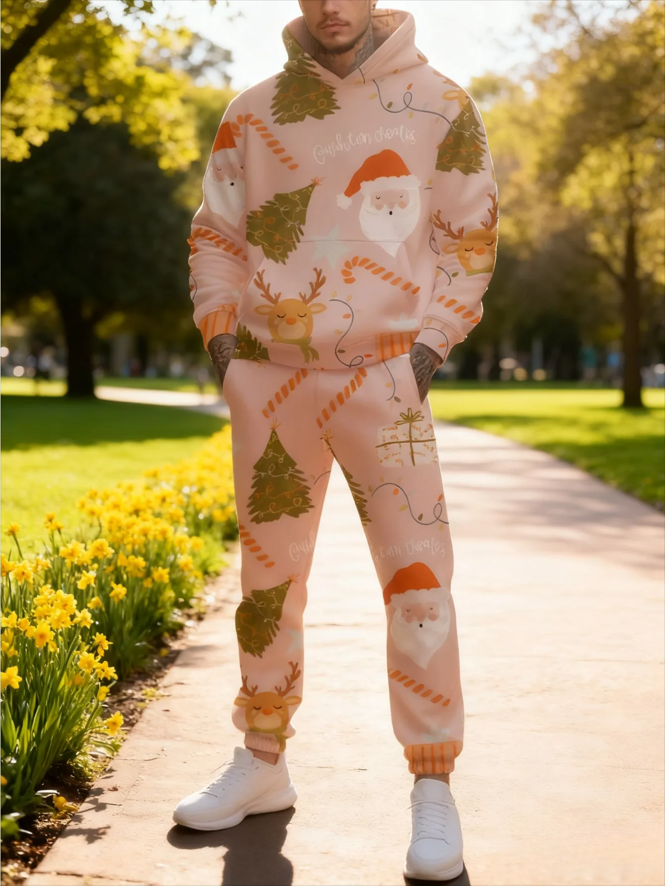 Traje deportivo con capucha y impresión digital para hombres europeos y americanos: tela de sudadera agradable para la piel de alta calidad