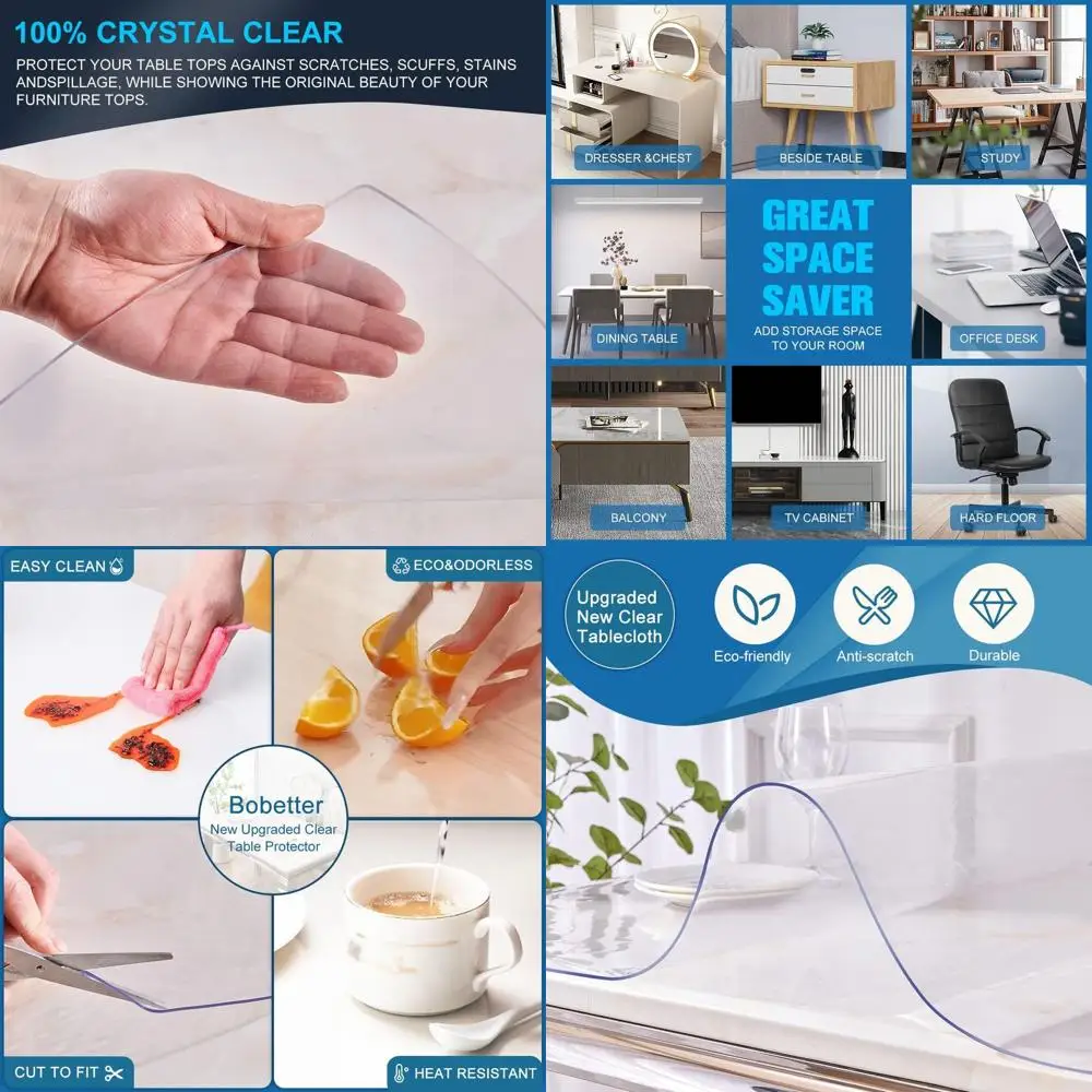 

Защитный коврик для стола из прозрачного винила, 12x28 дюймов, толщина 1,5 мм, нескользящее покрытие для письменного стола