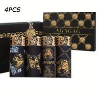 4pcs/set Men's Underwear Sexy Boxer Antibacterial Breathable Retro Print Men Boxer Shorts Boys Thin Flat Corner Panties