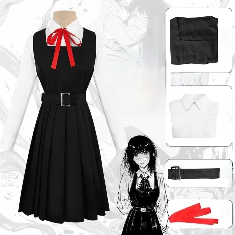 

Sanagi Aki Cosplay Costumes Chainsaw Man War Devil School Uniform Dress Shirt Belt Red Bow Tie Women Halloween Comic Con Outfits