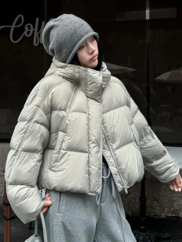 جديد إمرأة تصميم سميكة الدافئة رقيق سترة منفوخة جديد الخريف الشتاء ملابس علوية الإناث عادية قصيرة مقنعين بطة أسفل معطف