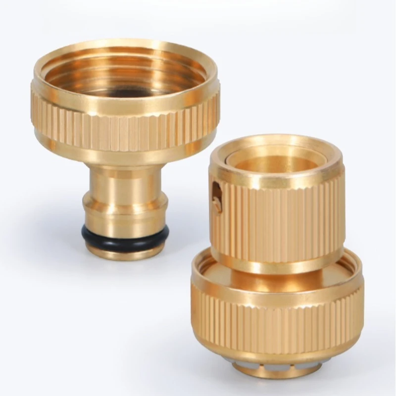 Full Copper Hose Quick Connector 6 Minutes 1 Inch Inner Wire Brass Nipple Connector 3/4 Hose Quick Connector