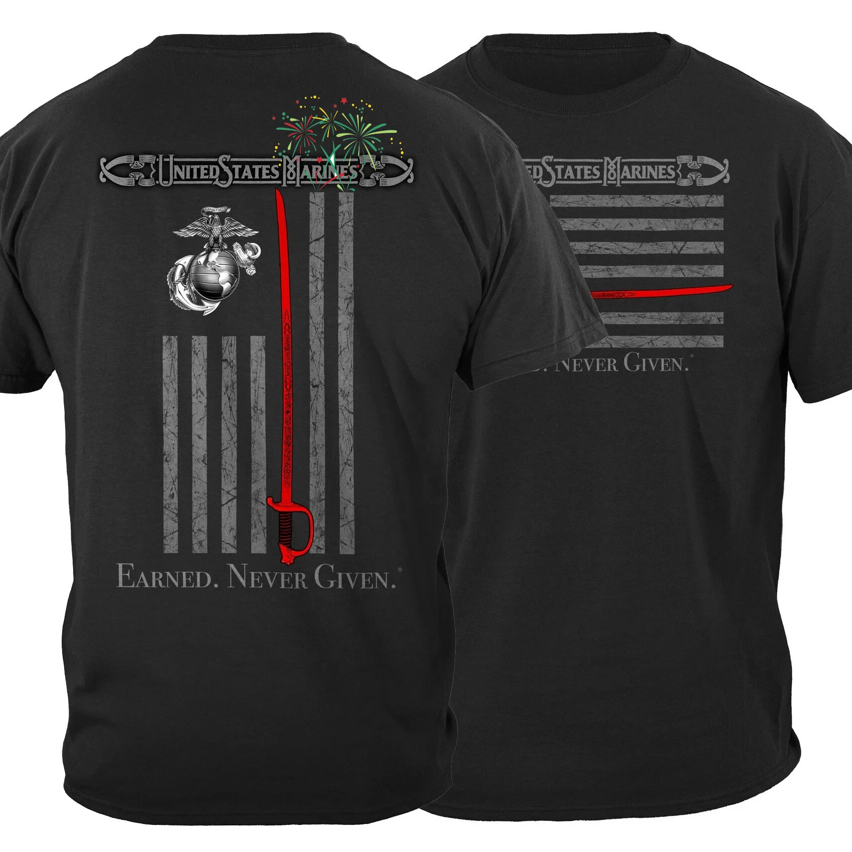 Earned Never Given USA Flag US Marine Corps Patriotic T-Shirt 100% Cotton O-Neck Short Sleeve Casual Mens T-shirt Size S-3XL