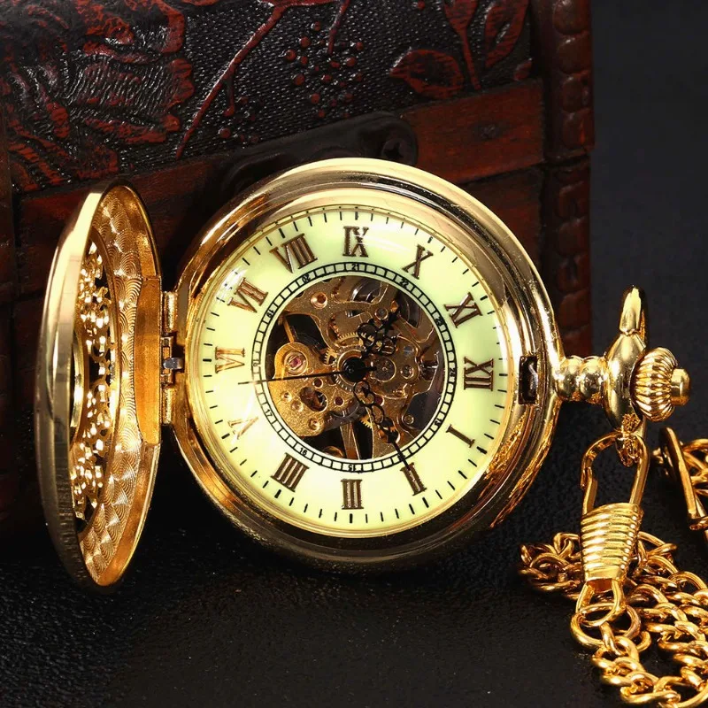 New nostalgic carved pocket watch retro flip exquisite automatic mechanical pocket watch for men and women