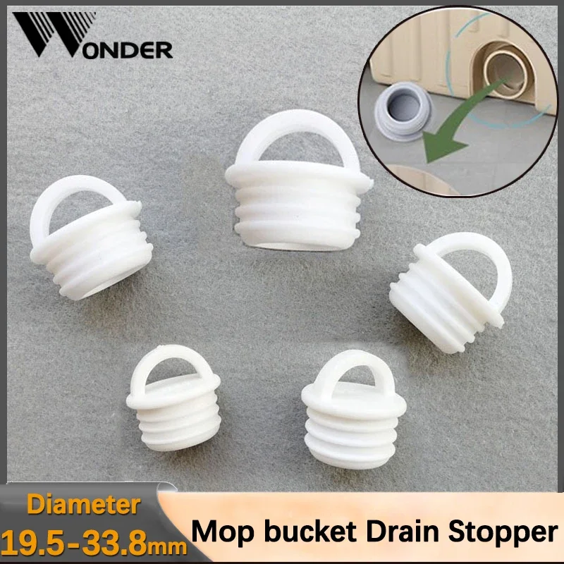 Mop Bucket Drain Stopper White Silicone Plug  Drain Holes Plugs Mop Ucket Drain Outlet Round Bucket plug