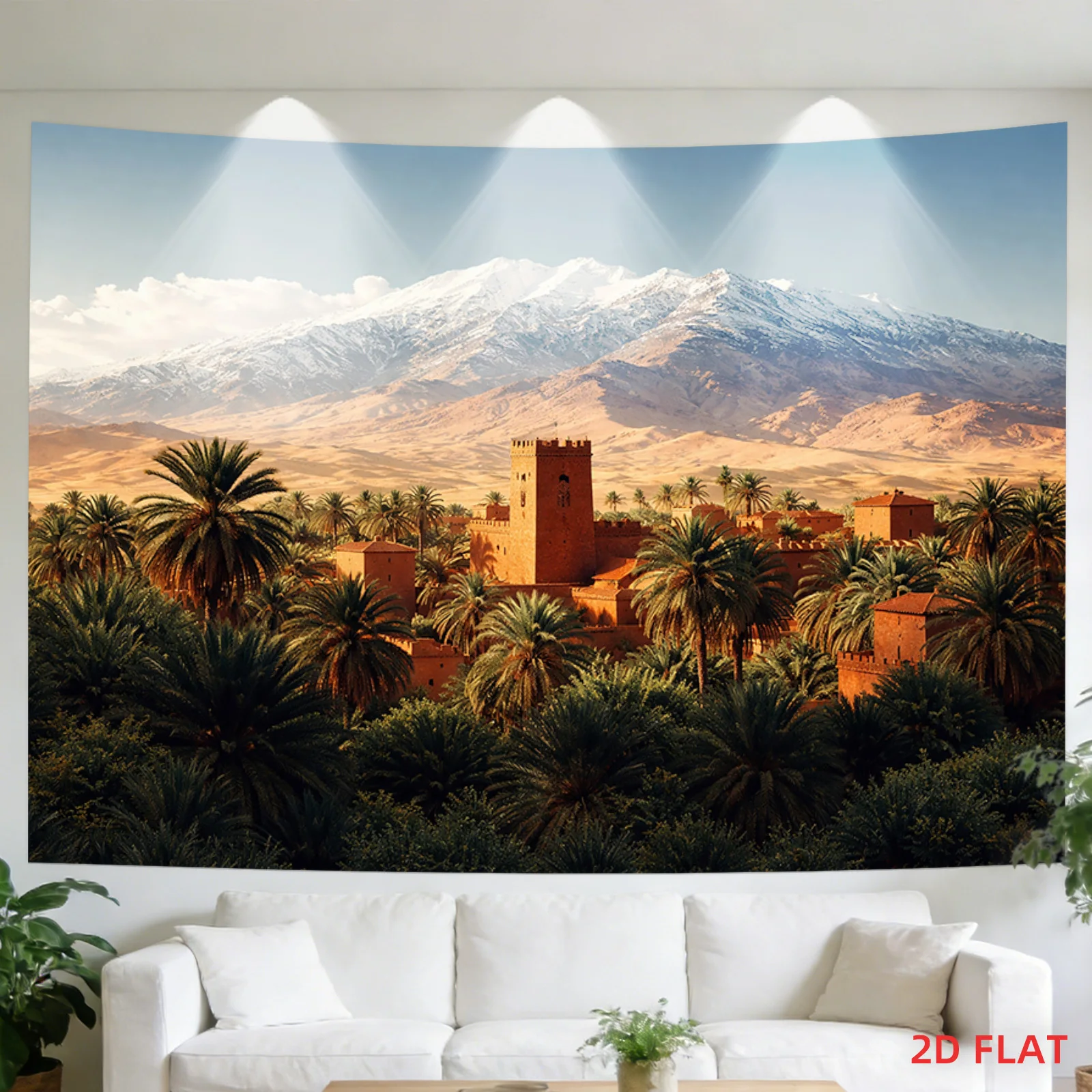 Luxurious Tropical Desert Mountain Landscape Tapestry Boho Wall Hanging Print Home Decor Art Wall Canvas Moroccan Travel Decor