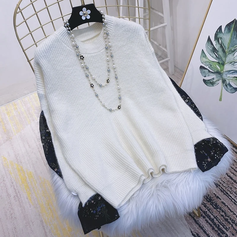 

Шифоновый женский пуловер, эстетический, элегантный, по акции, японский стиль, осенний темный кокетливый вязаный свитер для женщин