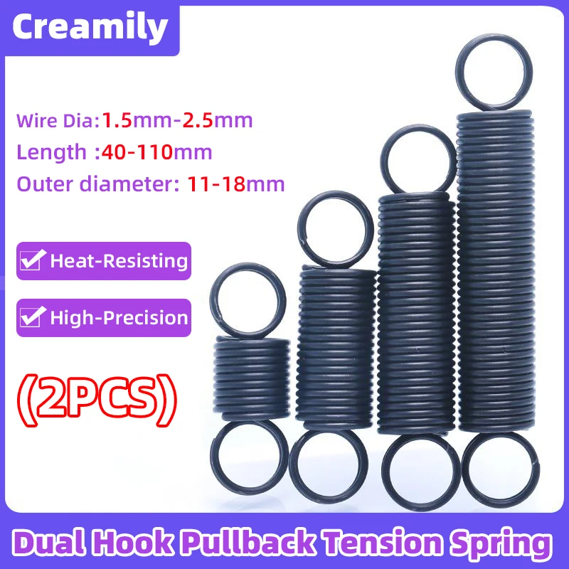 

Creamily 2PCS Dual Hook Small Tension Spring Cylindroid Helical Pullback Extension Springs Wire Dia 1.5mm-2.5mm Length 40-110mm