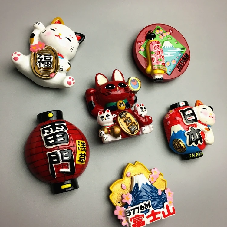 Export Creative Travel Souvenir Lucky Cat Fuji Mountain Cartoon Magnetic Sticker Fridge Magnet Magnetic Sticker Japan