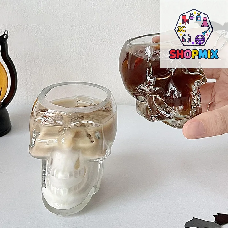 

Halloween Household Skull Head Glass Teacup Transparent Crystal Coffee Juice Mug Drinking Bar Club Whiskey Wine Beer Cup
