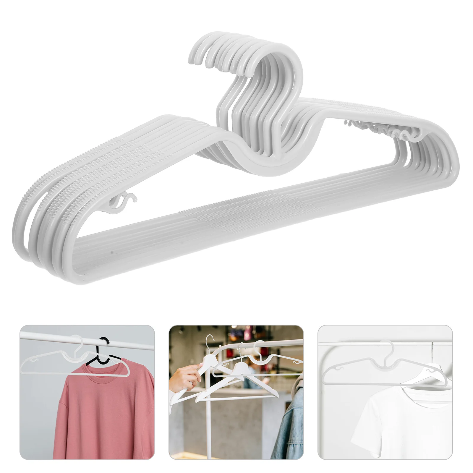 

10pcs Short Neck Plastic Non Slip Clothes Hangers Space Saving Design For Shirts Dresses T-Shirts Jackets Tank Tops