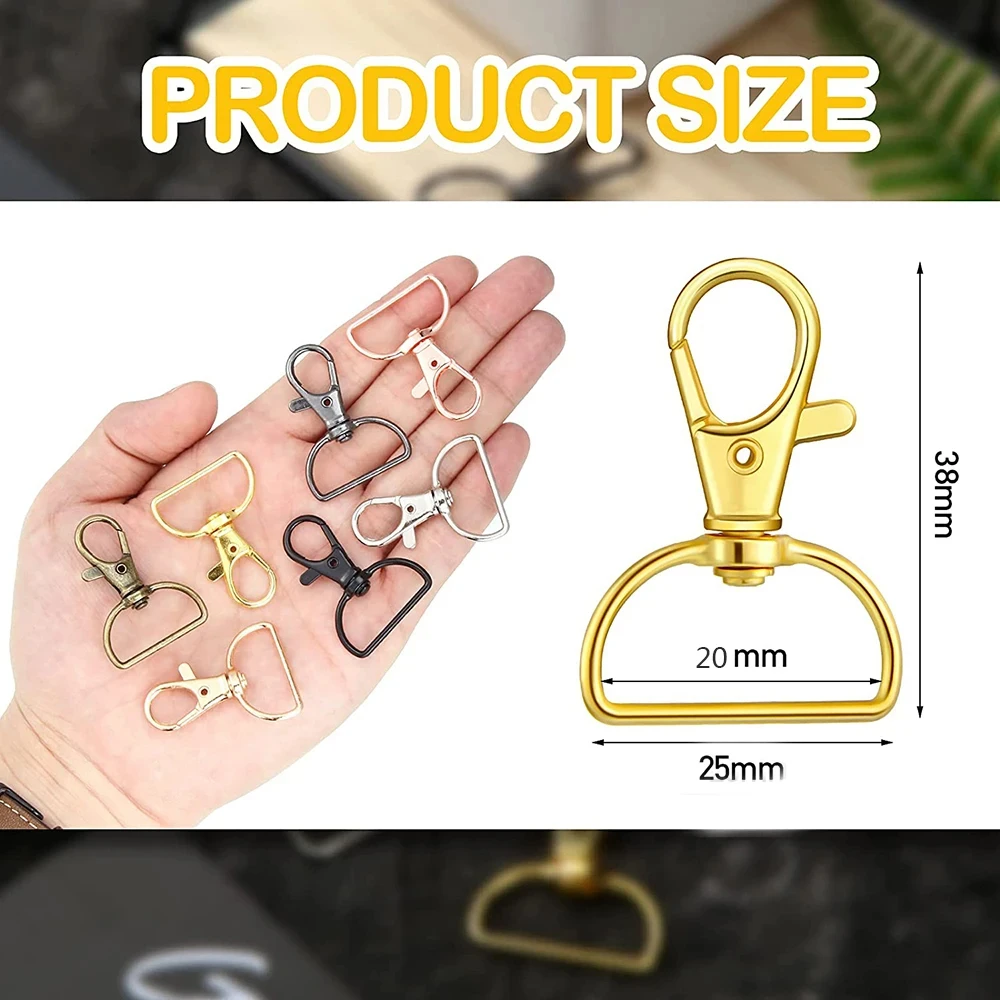 10Pcs Swivel Clasps Snap Hooks D Rings Lanyard Snap Hooks Keychain Clip Hook Metal Lobster Claw Clasp for Keychain Making Purse