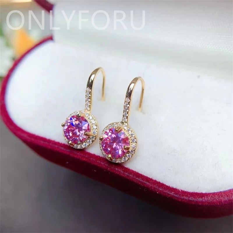 Luxury Female Light Pink LAB Moissnaite Earrings 925 Silver Pink Moissanite Earrings for Women 1ct/pcs